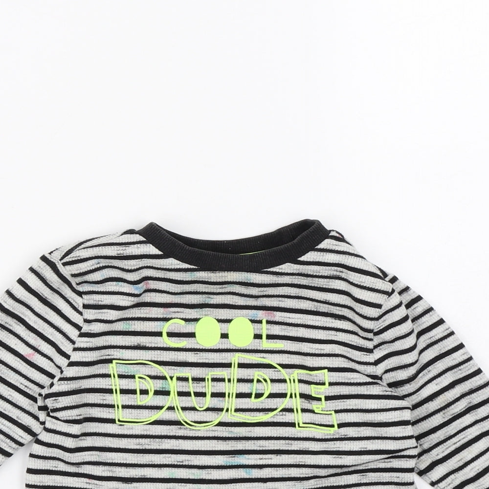 F&F Boys Black Striped  Basic T-Shirt Size 18-24 Months