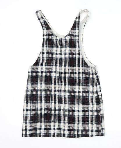newlook Womens Black Plaid  Pinafore/Dungaree Dress  Size 8