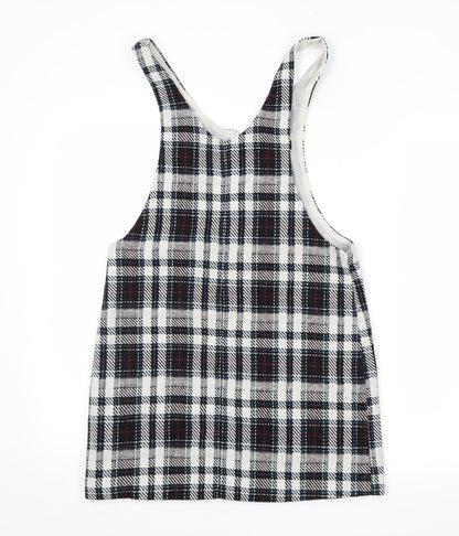 newlook Womens Black Plaid  Pinafore/Dungaree Dress  Size 8