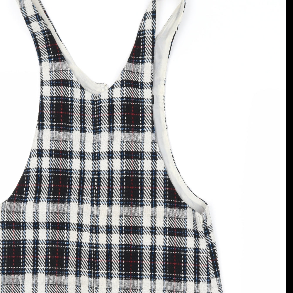 newlook Womens Black Plaid  Pinafore/Dungaree Dress  Size 8