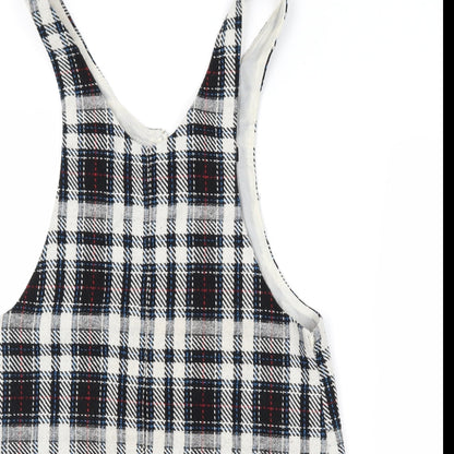 newlook Womens Black Plaid  Pinafore/Dungaree Dress  Size 8