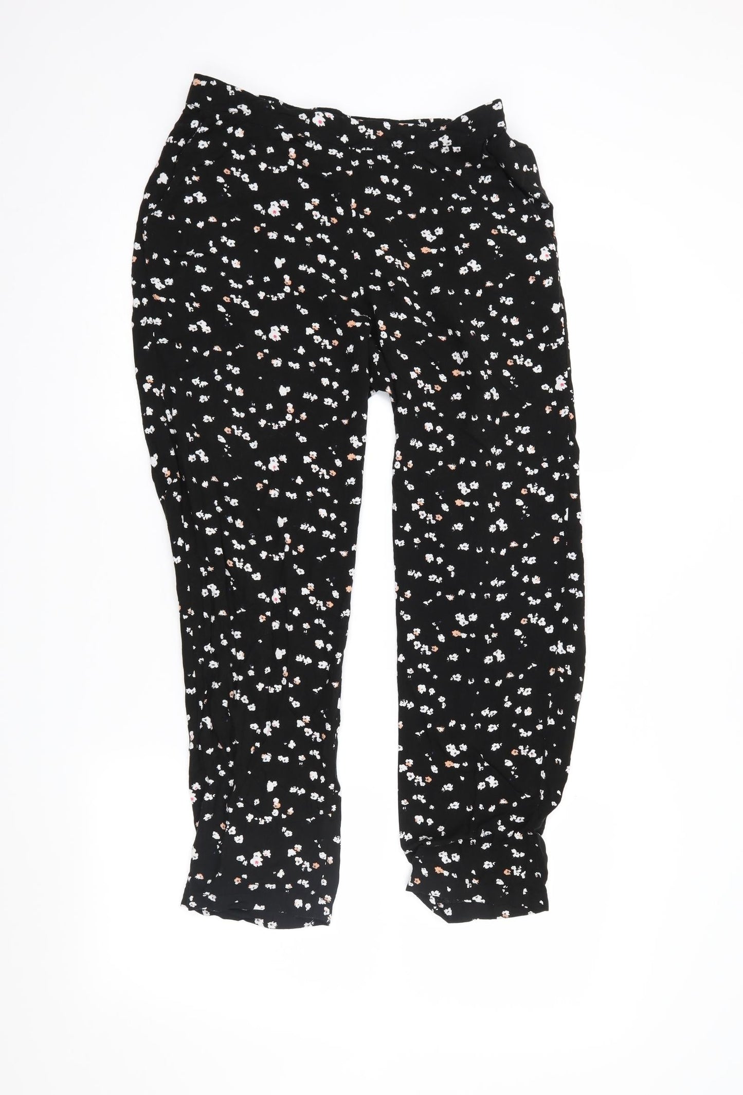 Womens UK Size 10 ICHI Regular Fit  Black Trousers