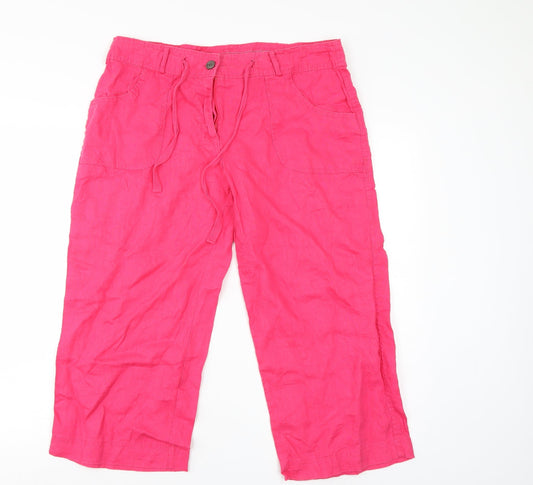 Denim & Co. Womens Pink   Chino Trousers Size 12 L20 in