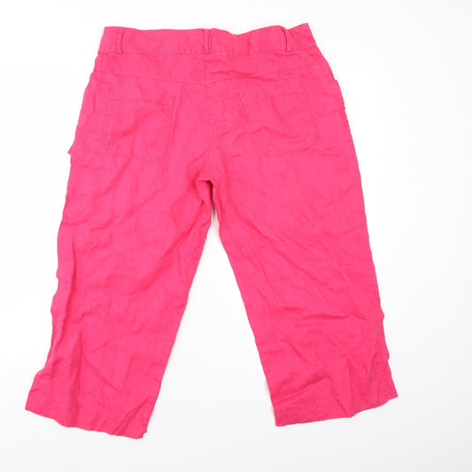 Denim & Co. Womens Pink   Chino Trousers Size 12 L20 in