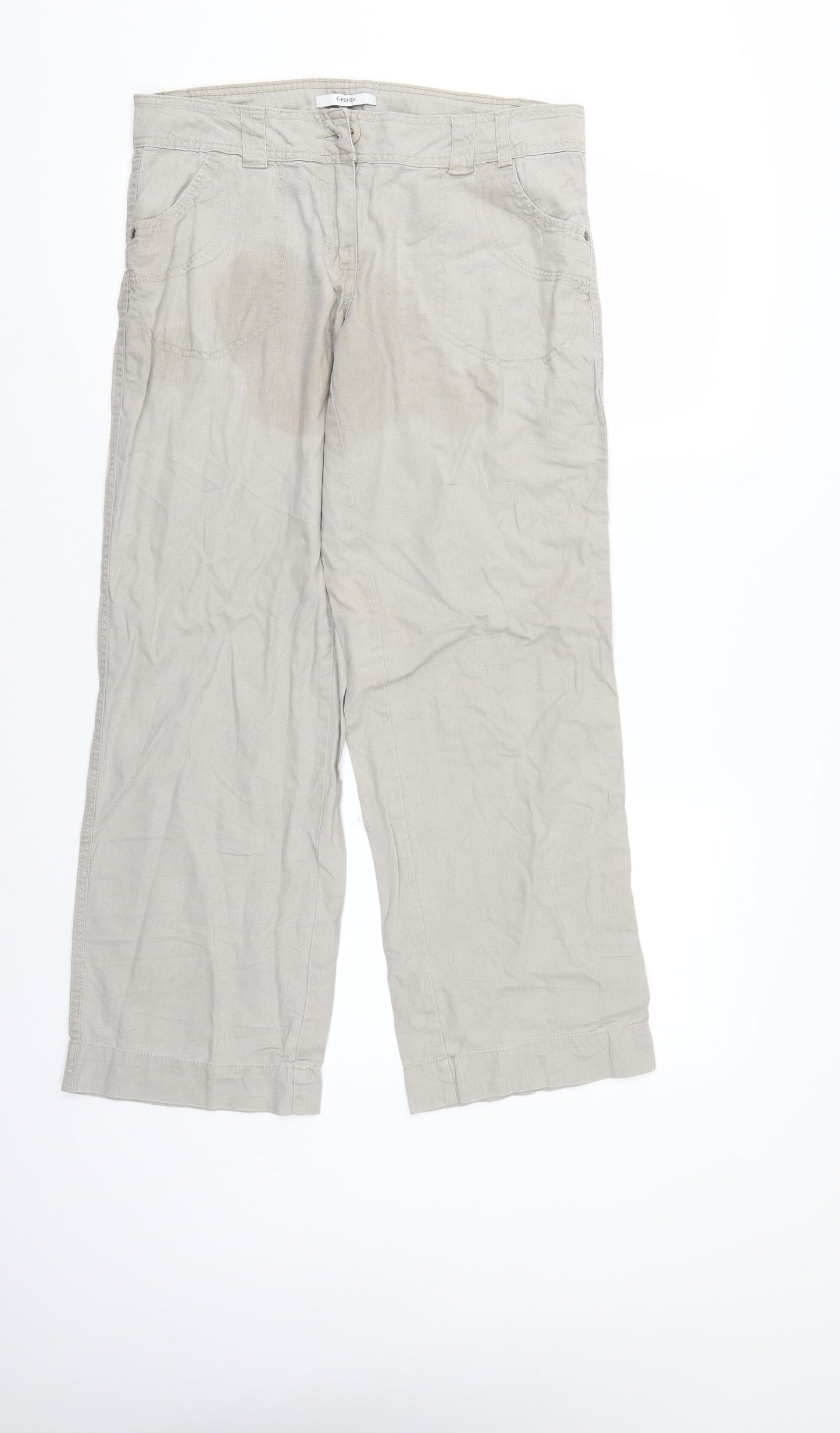 George Womens Ivory   Cropped Trousers Size 10 L27 in