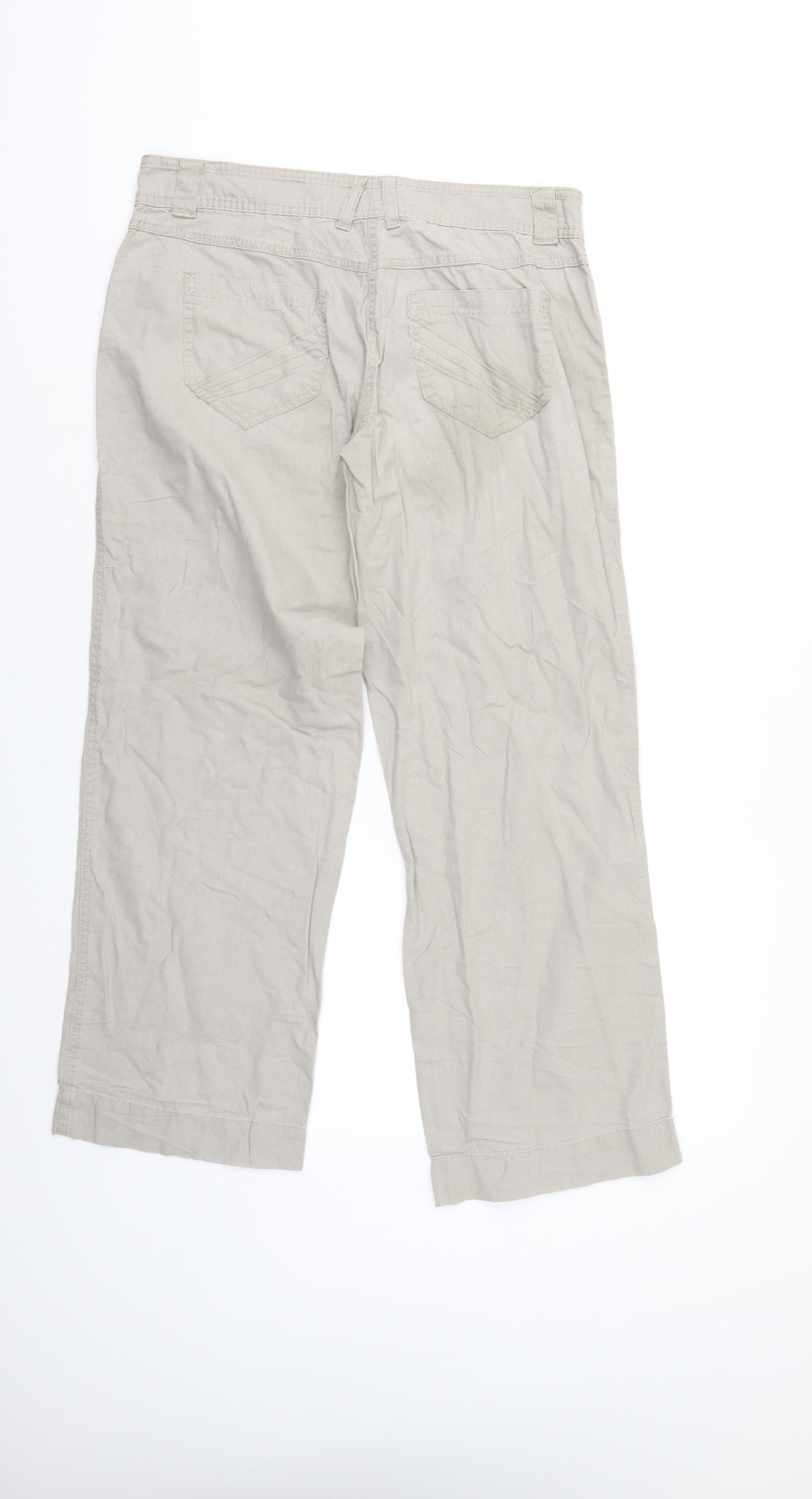 George Womens Ivory   Cropped Trousers Size 10 L27 in