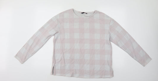 Marks & Spencer Womens Pink Check  Pullover Jumper Size 14
