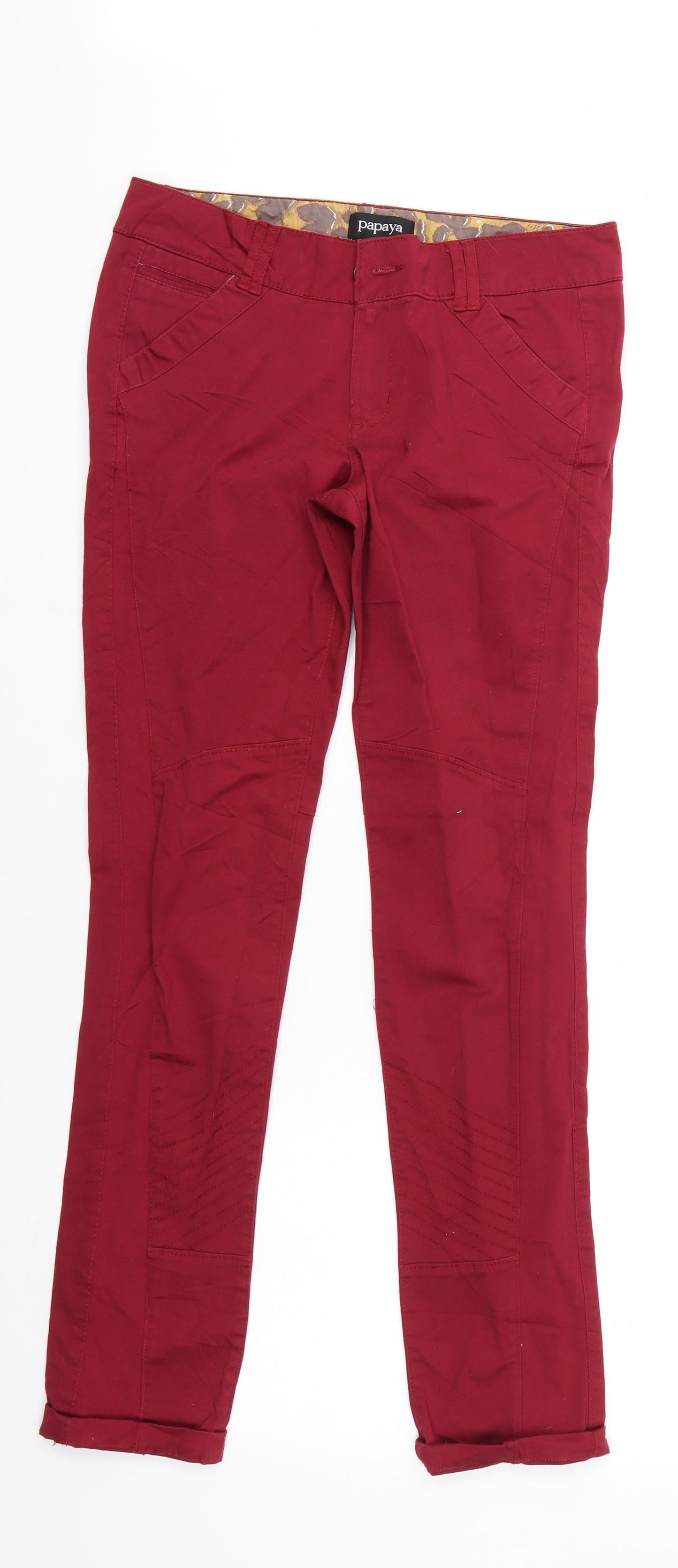 Womens UK Size 10 Papaya Regular Fit Straight Red Jeans