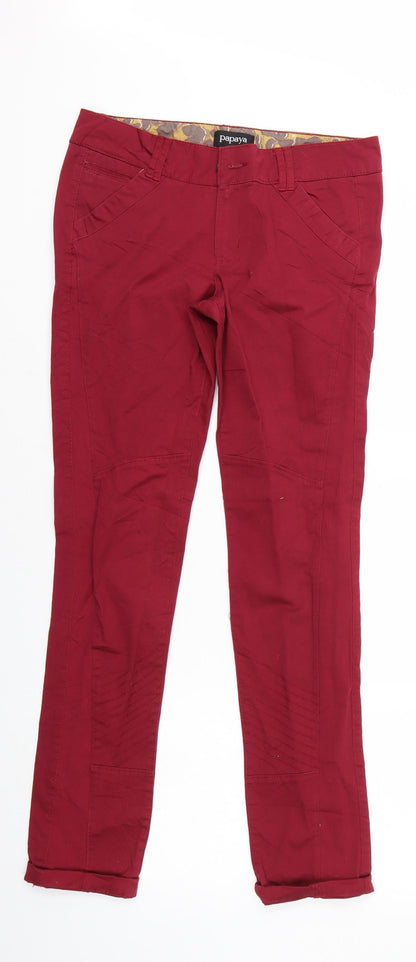 Womens UK Size 10 Papaya Regular Fit Straight Red Jeans
