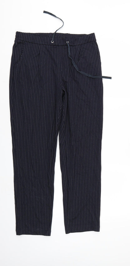 TU Womens Black Striped  Trousers  Size 12 L27 in