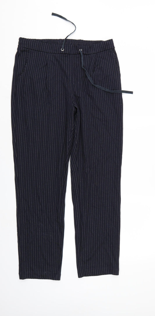 TU Womens Black Striped  Trousers  Size 12 L27 in