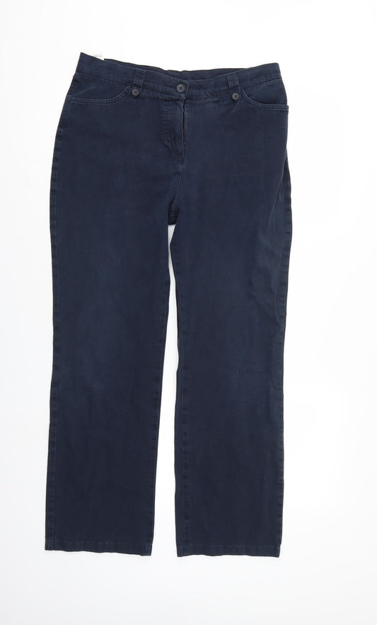 M&S Womens Blue   Chino Trousers Size 14 L22 in