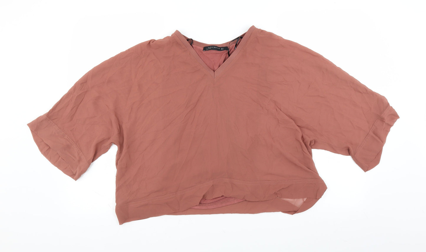 Womens UK Size S Zara Red Basic Blouse