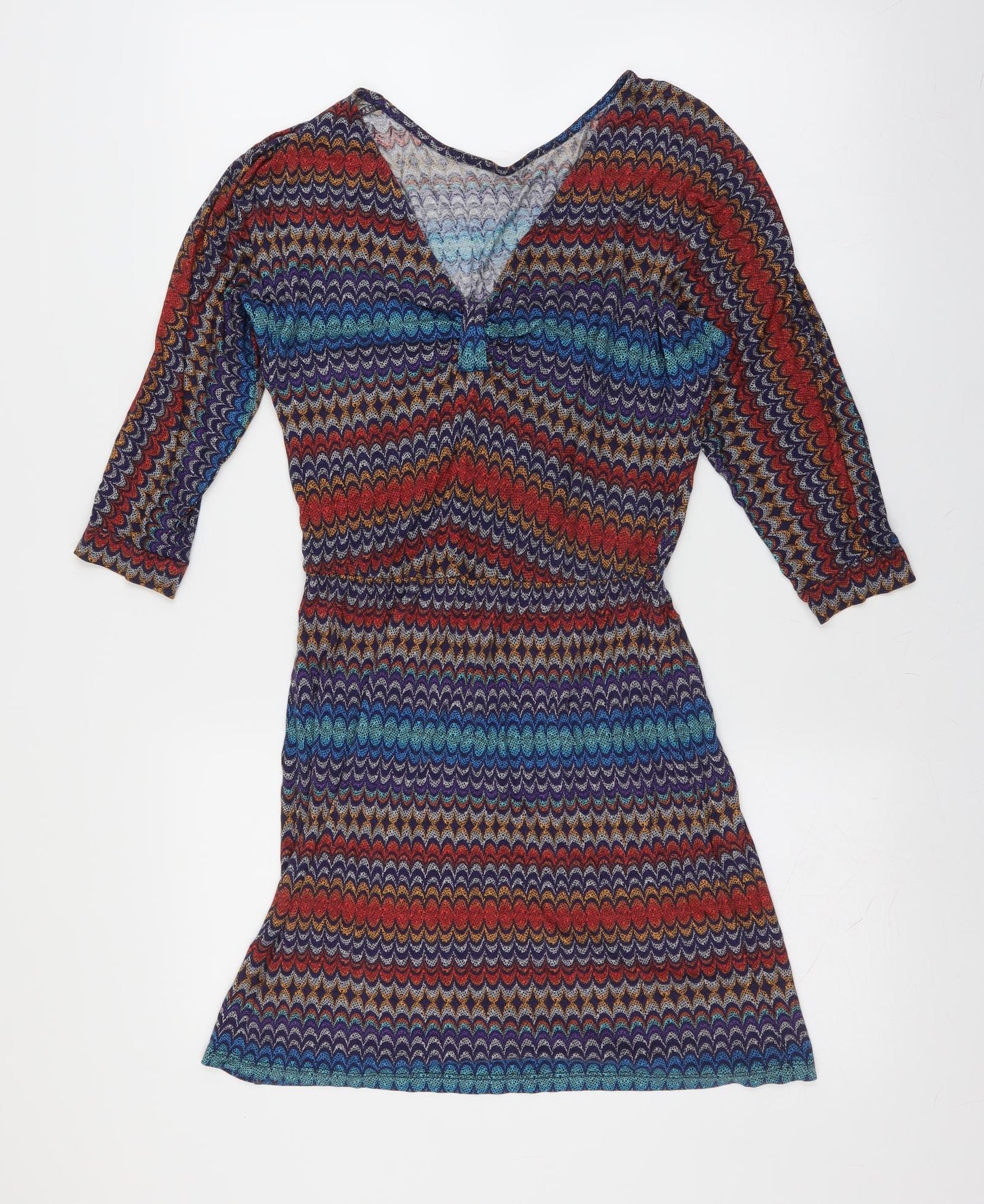 Warehouse Womens Blue Geometric  Fit & Flare  Size 8