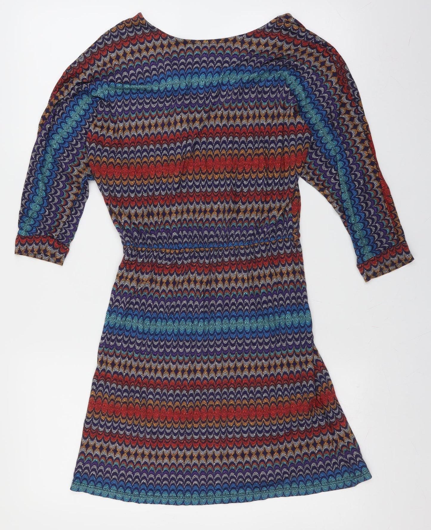 Warehouse Womens Blue Geometric  Fit & Flare  Size 8