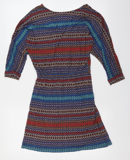 Warehouse Womens Blue Geometric  Fit & Flare  Size 8