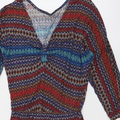 Warehouse Womens Blue Geometric  Fit & Flare  Size 8