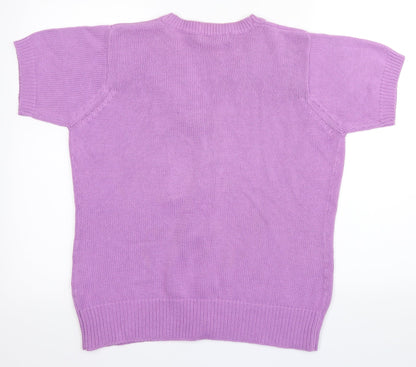 EWM Womens Purple  Rayon Cardigan Jumper Size M