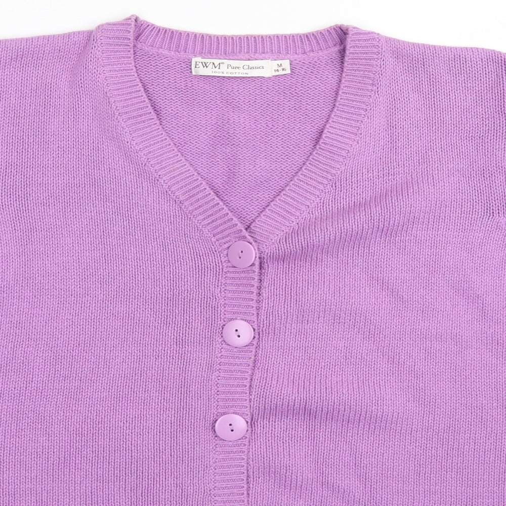 EWM Womens Purple  Rayon Cardigan Jumper Size M