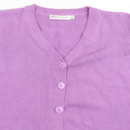 EWM Womens Purple  Rayon Cardigan Jumper Size M