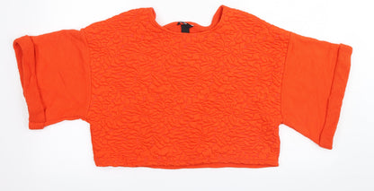 Womens UK Size M H&M Orange Cropped T-Shirt