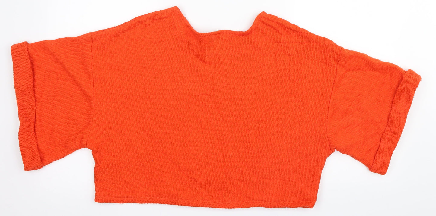 Womens UK Size M H&M Orange Cropped T-Shirt