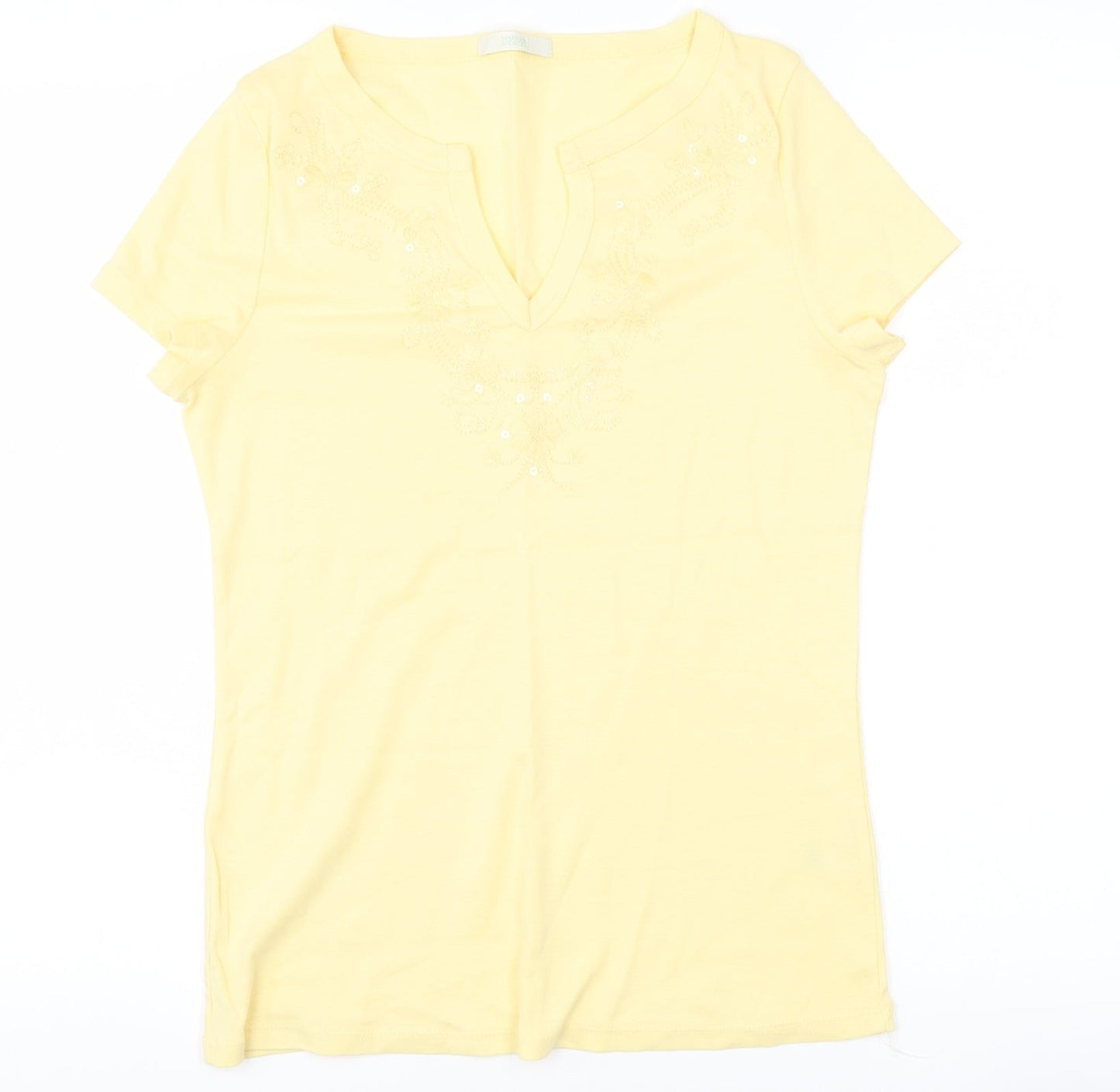 Womens UK Size 14 Marks and Spencer Yellow Basic T-Shirt