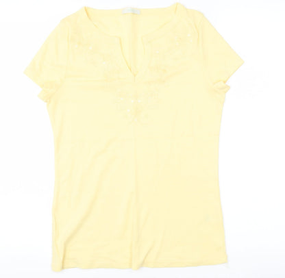 Womens UK Size 14 Marks and Spencer Yellow Basic T-Shirt