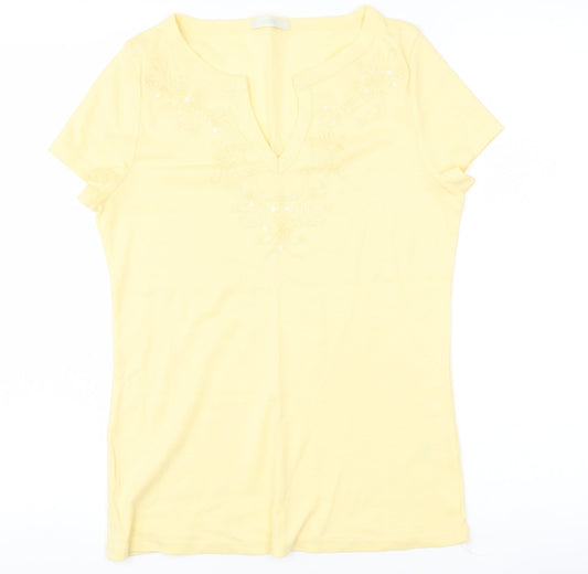 Womens UK Size 14 Marks and Spencer Yellow Basic T-Shirt
