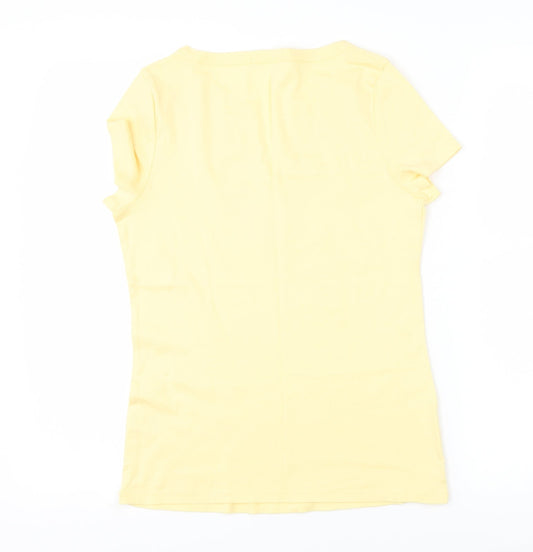 Womens UK Size 14 Marks and Spencer Yellow Basic T-Shirt