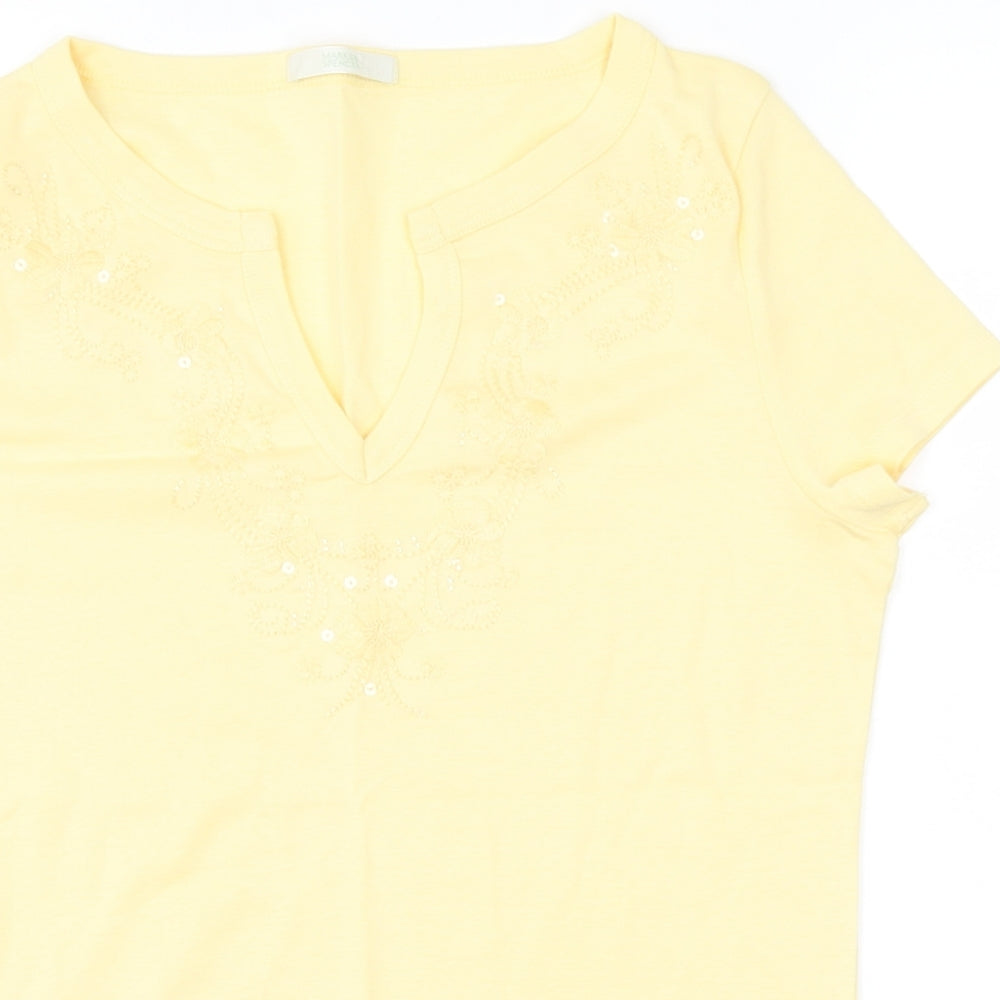 Womens UK Size 14 Marks and Spencer Yellow Basic T-Shirt
