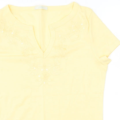 Womens UK Size 14 Marks and Spencer Yellow Basic T-Shirt