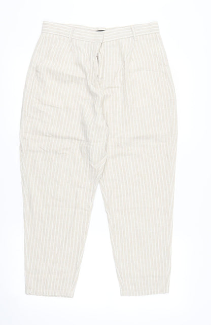F&F Womens Beige Striped  Trousers  Size 10 L23 in