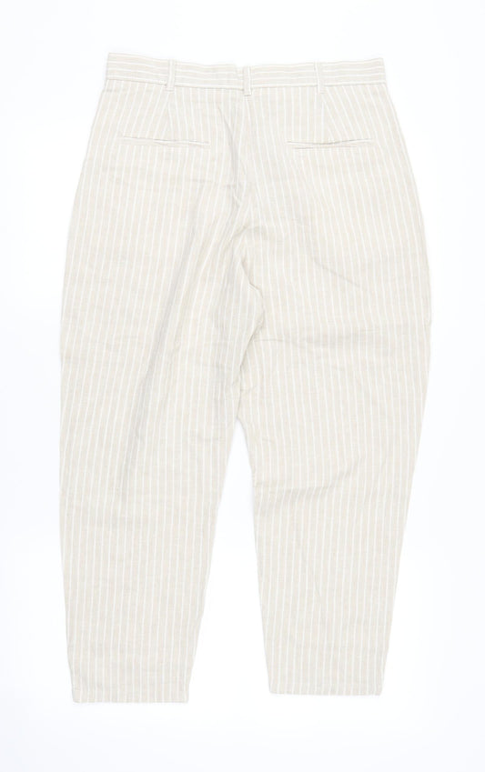 F&F Womens Beige Striped  Trousers  Size 10 L23 in