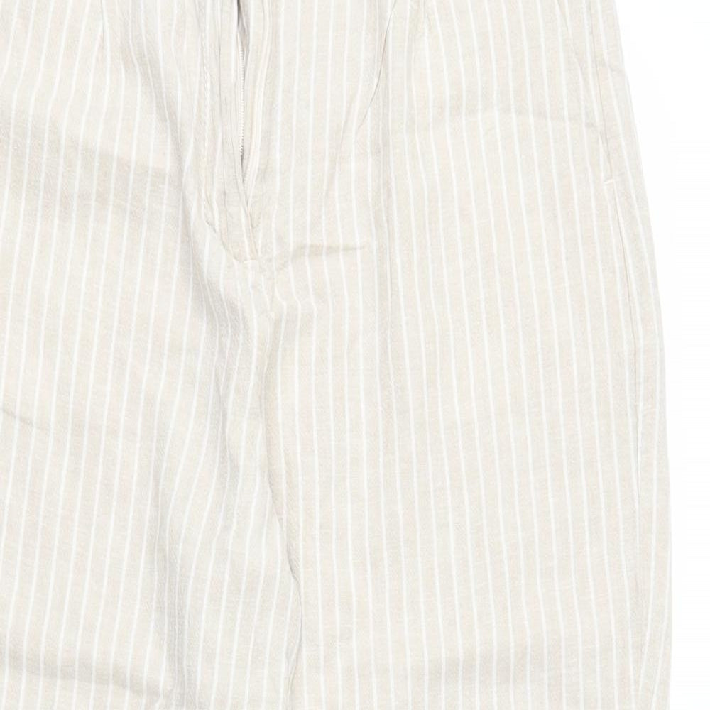F&F Womens Beige Striped  Trousers  Size 10 L23 in
