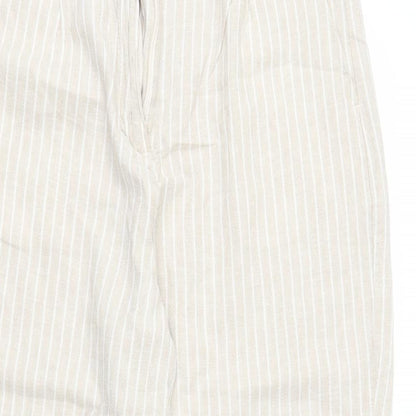 F&F Womens Beige Striped  Trousers  Size 10 L23 in