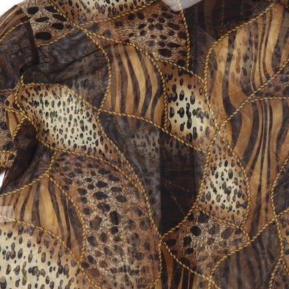 Donna Bella Womens Brown Animal Print  Basic Button-Up Size L