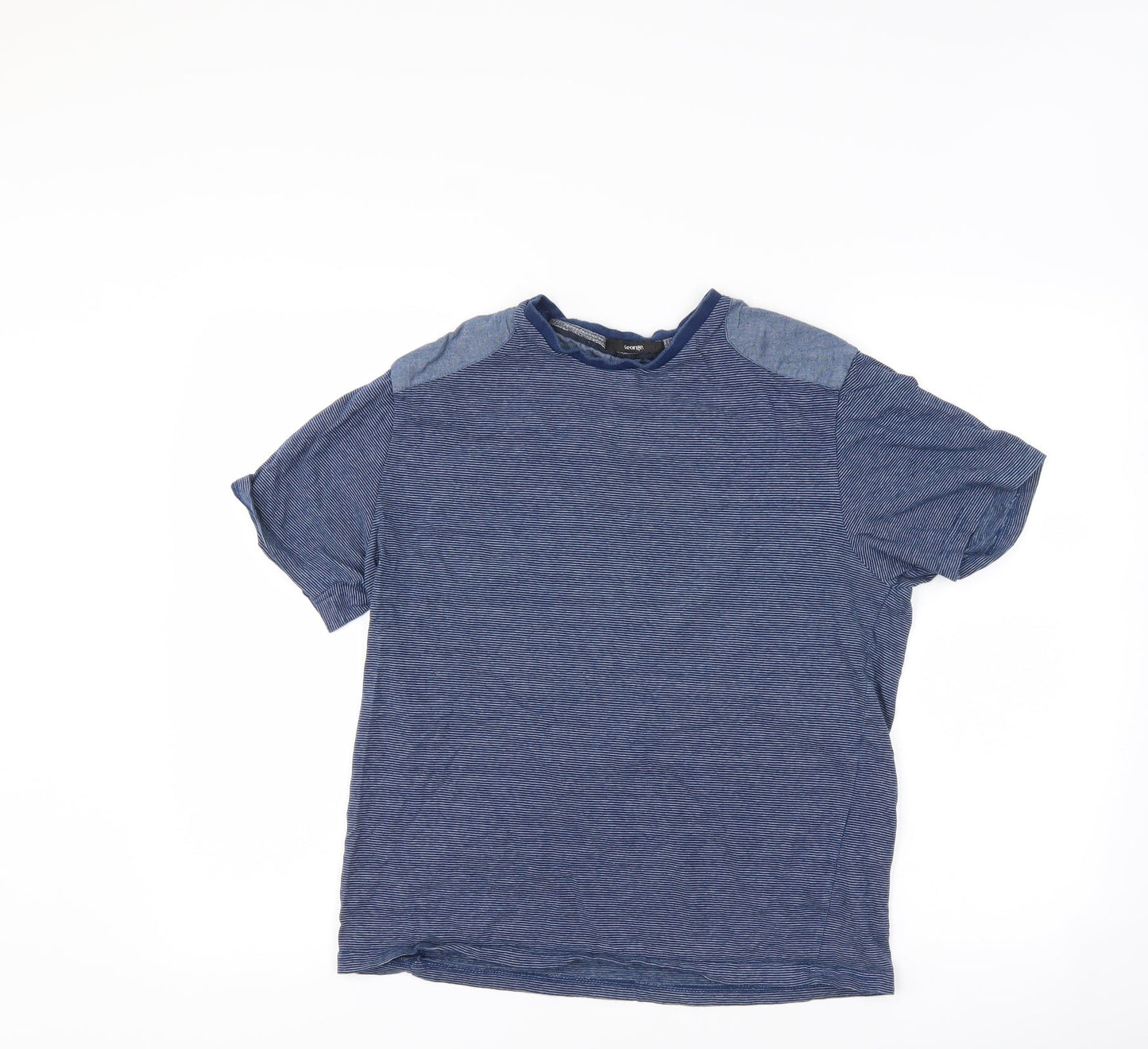 George Mens Blue Striped   T-Shirt Size S