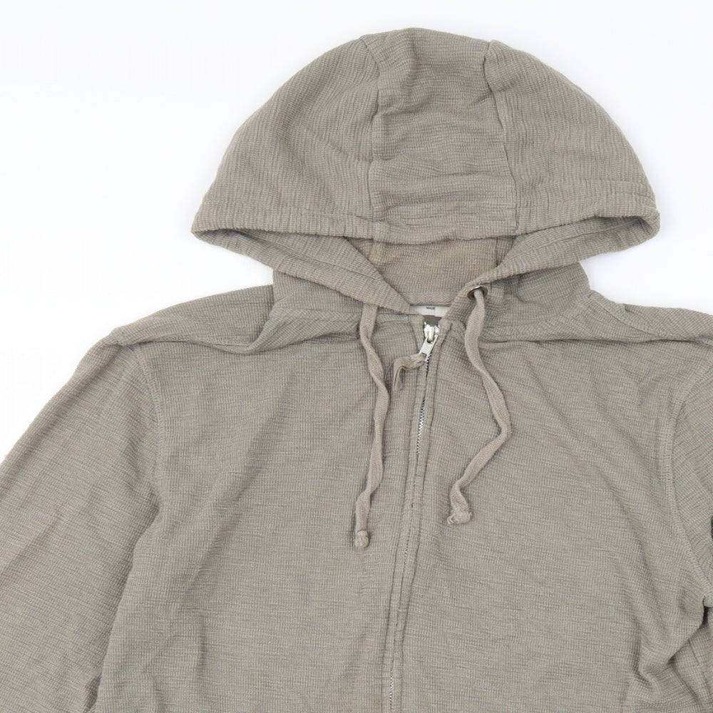 Mens UK Size M Cedar Wood State Grey Full Zip Hoodie