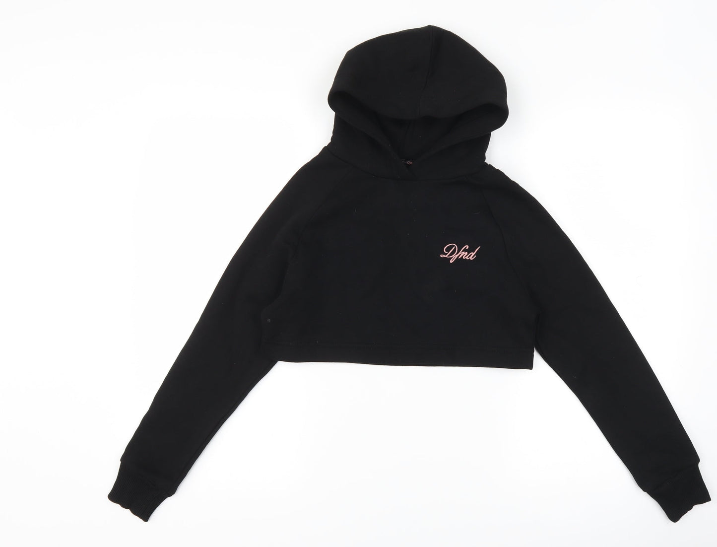 DFND Girls Black   Pullover Hoodie Size 7-8 Years  - cropped
