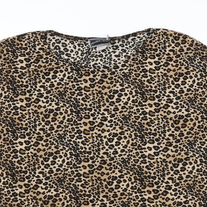 Frazier Lawrence  Womens Brown Animal Print  Basic T-Shirt Size L