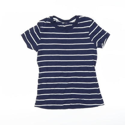 TU Womens Blue Striped  Basic T-Shirt Size 10