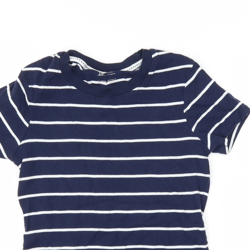 TU Womens Blue Striped  Basic T-Shirt Size 10