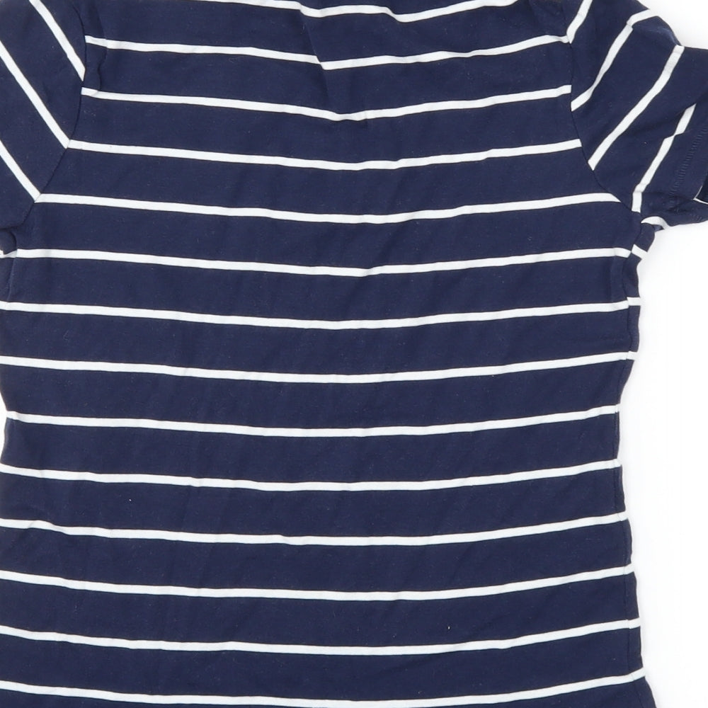 TU Womens Blue Striped  Basic T-Shirt Size 10