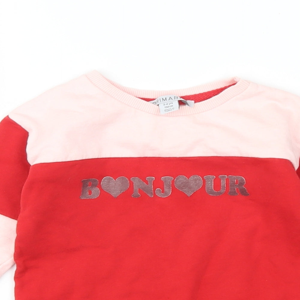 Primark Girls Pink Striped  Pullover Sweatshirt Size 3-4 Years  - Bonjour