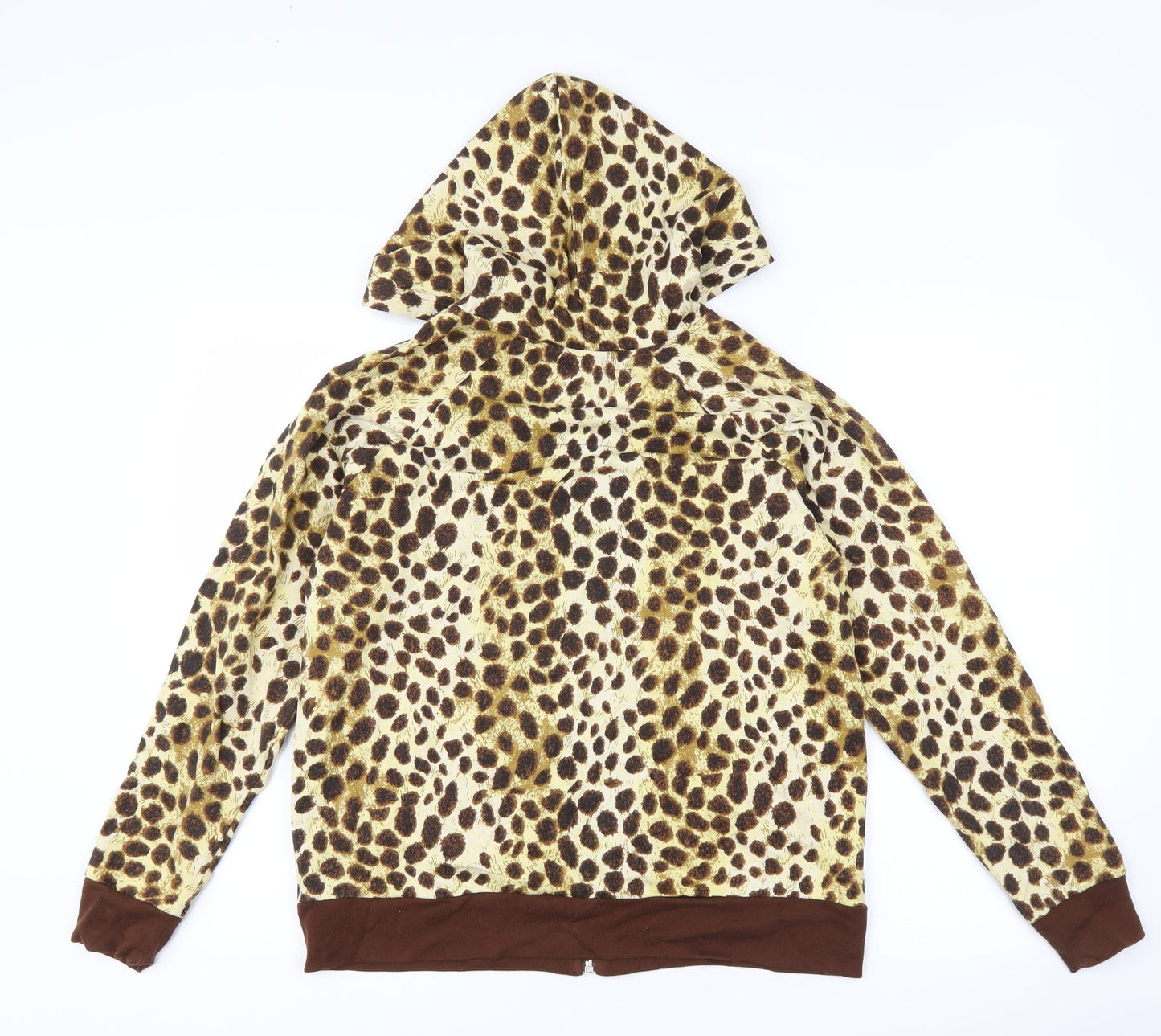 Onque Casuals Womens Brown Animal Print  Full Zip Hoodie Size M