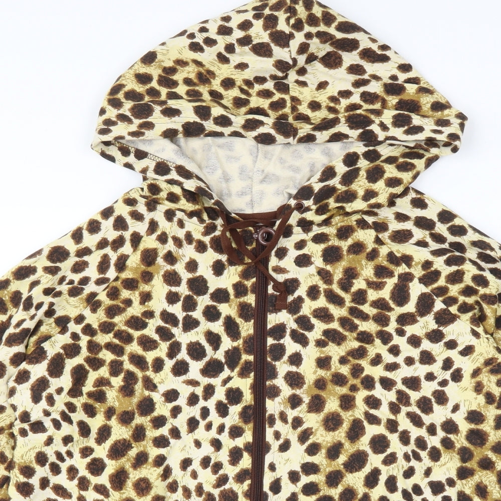 Onque Casuals Womens Brown Animal Print  Full Zip Hoodie Size M