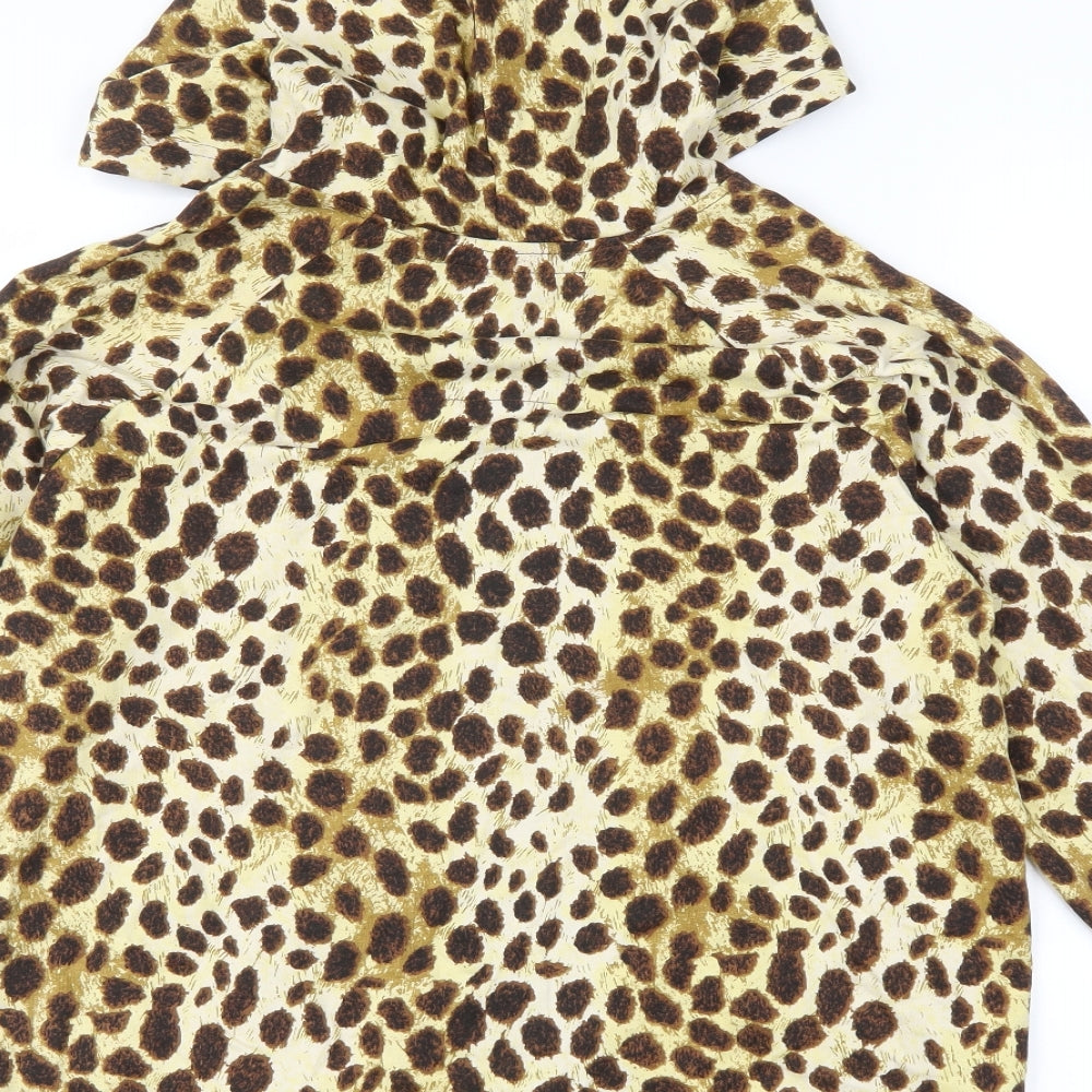 Onque Casuals Womens Brown Animal Print  Full Zip Hoodie Size M