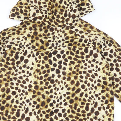 Onque Casuals Womens Brown Animal Print  Full Zip Hoodie Size M