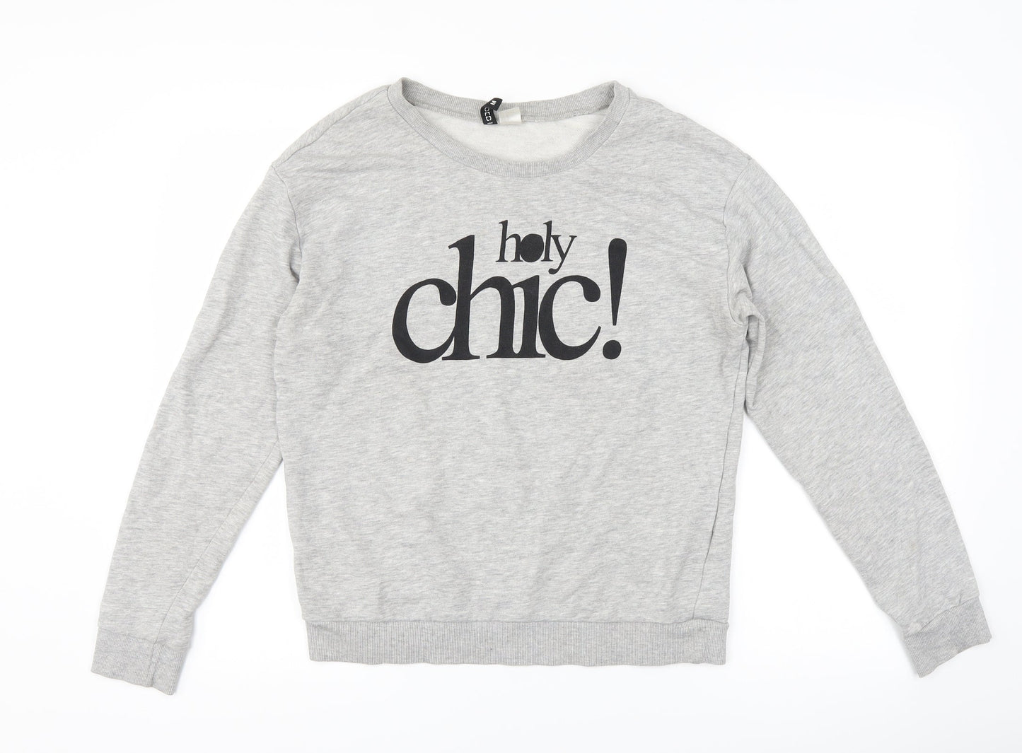 H&M Womens Grey   Pullover Sweatshirt Size M  - slogan